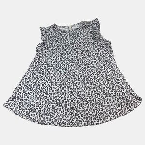 Beeson River Top Women's Black White Leopard Print A-Line Ruffle Sleeve Size 3XL